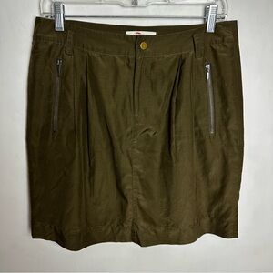 Banana Republic Mini Skirt Women's Size 6 Silk Cotton Green Zippered Pockets
